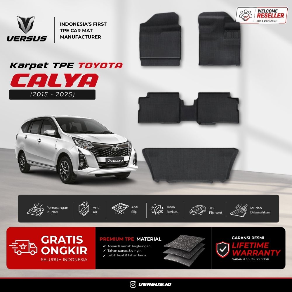 (HARGA PABRIK) Versus Karpet Mobil TOYOTA Calya 2015-2025 Bahan TPE