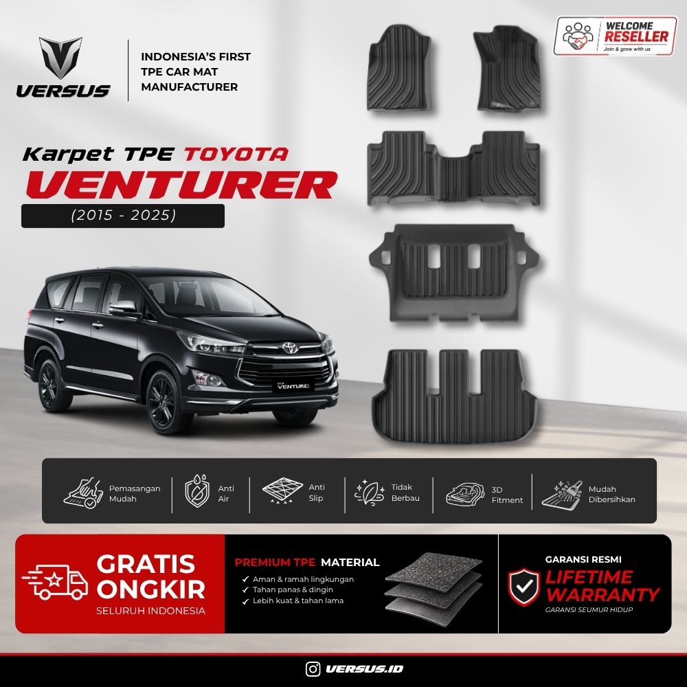 (HARGA PABRIK) Versus Karpet Mobil TOYOTA Venturer 2015-2025 Bahan TPE
