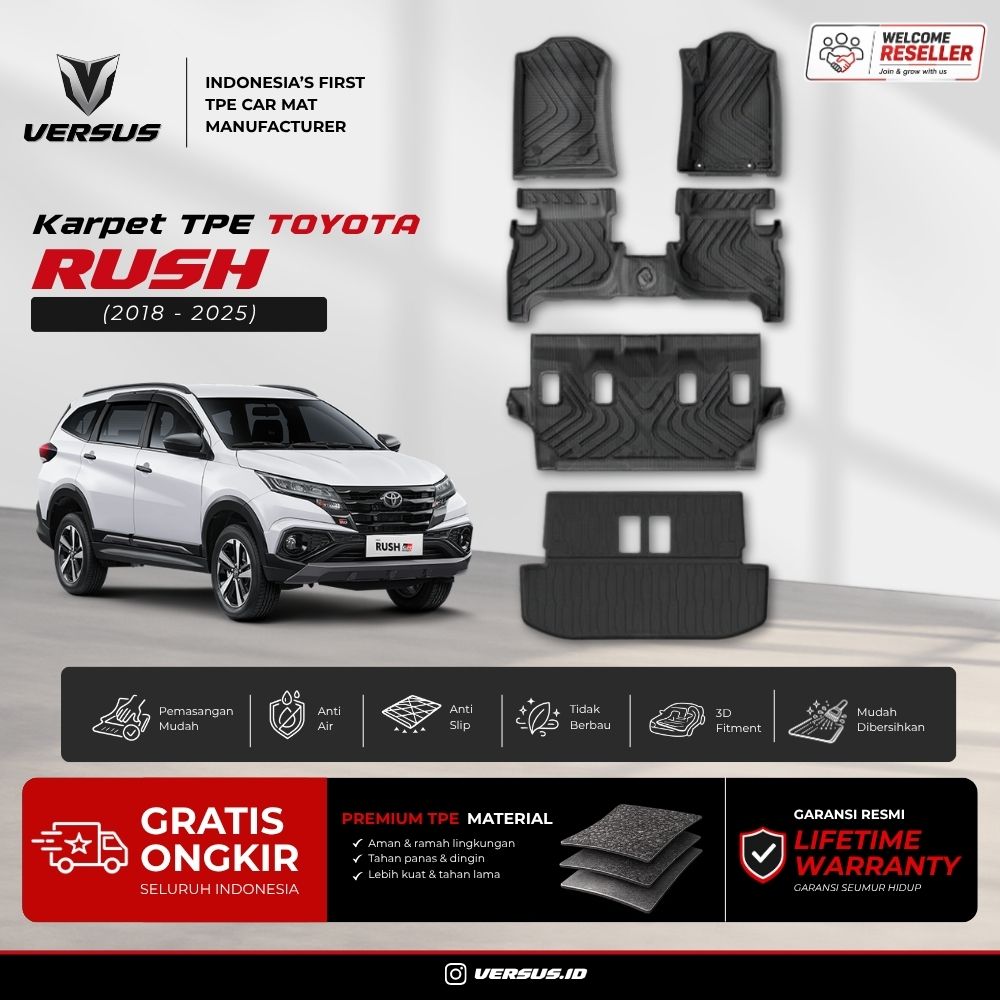 (HARGA PABRIK) Versus Karpet Mobil Toyota Rush Khusus Matic 2018-Sekarang Bahan TPE