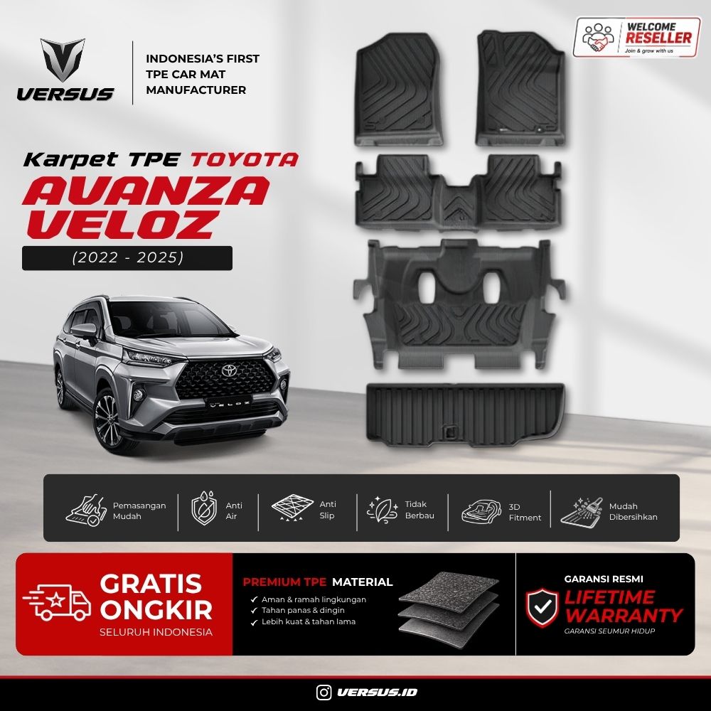 (HARGA PABRIK) Versus Karpet Mobil Toyota All New Veloz/Avanza/Xenia 2022-Sekarang Bahan TPE
